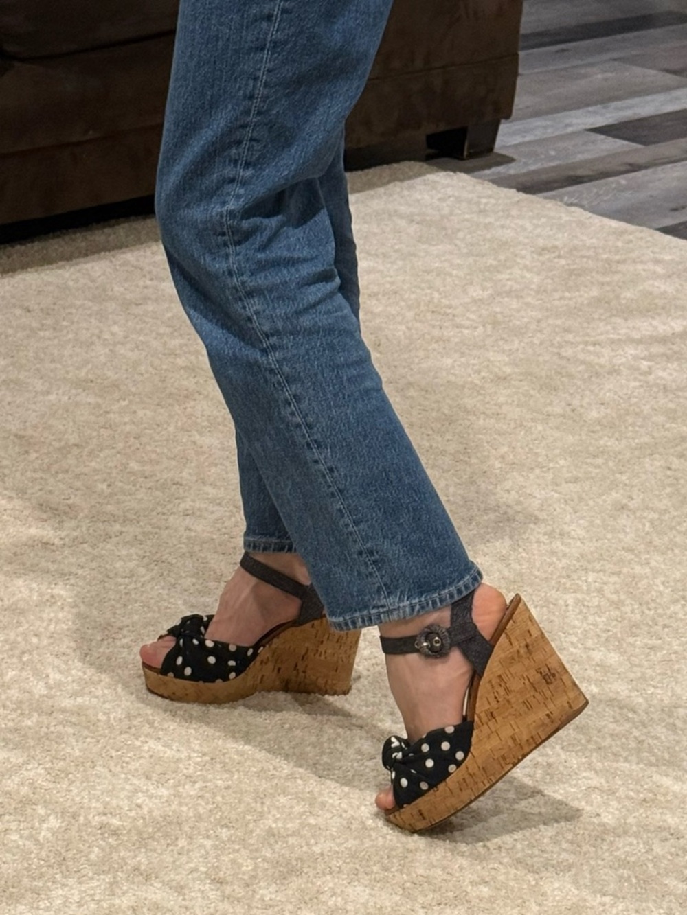 Dolce & Gabbana Polka Dot Cork Wedge Sandals